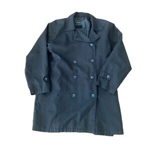 London Fog Women's  Black Light Weight Trench Coat Size Medium Double-Breasted